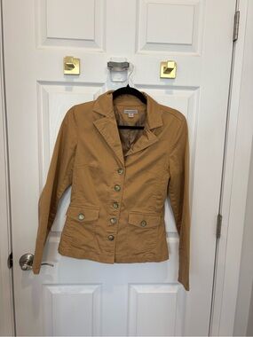 Tommy Hilfiger Charter Club Tan Cotton Blend Button-Front Blazer Jacket #1420